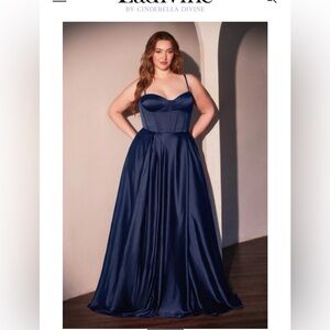 Cinderella Divine Navy Blue Satin Corset Gown